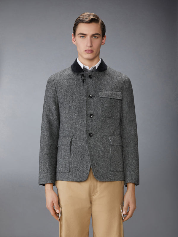 SOLID DONEGAL TWEED FISHERMAN SHAWL SPORTCOAT - image 1