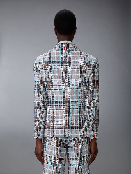 플래드 체크 썸머 트위드 와이드 숄더 스포츠코트 라이트 블루