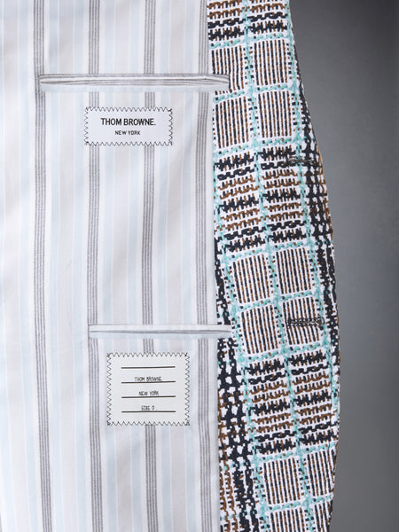 플래드 체크 썸머 트위드 와이드 숄더 스포츠코트 라이트 블루