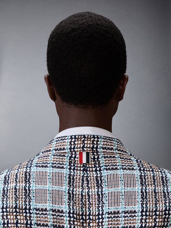 플래드 체크 썸머 트위드 와이드 숄더 스포츠코트 - image 5