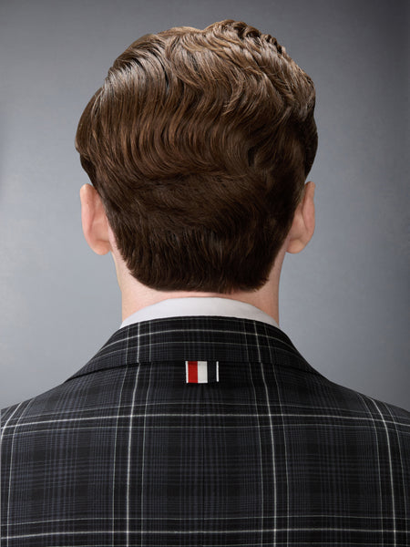 ウィンドウ ペン チェック クールウール アンコンストラクテッド スポーツコート 黒