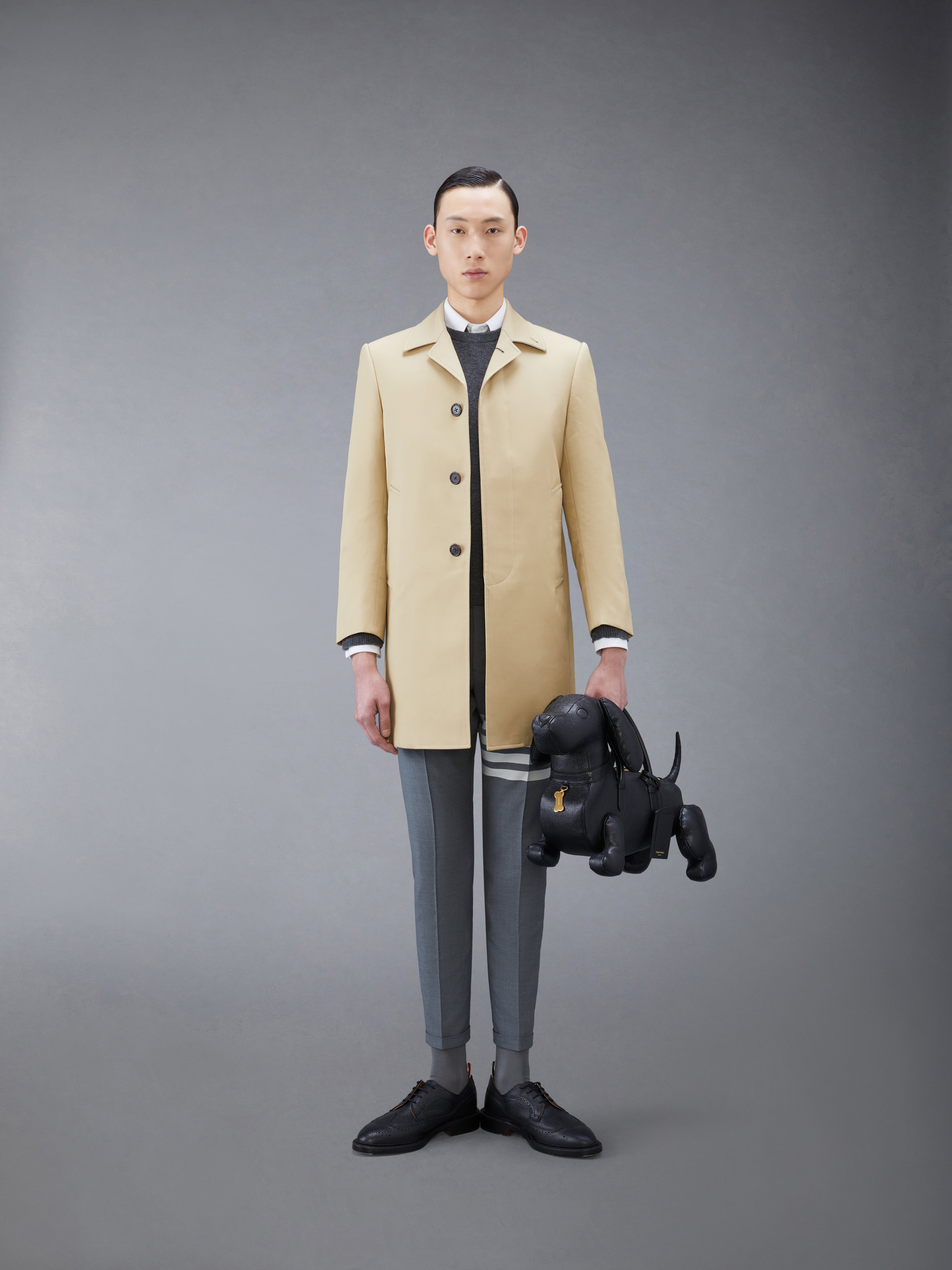 THOM BROWNE クリーム色パーカー【サイズ1】 Classic Cashmere 4 Bar Pullover | Thom Browne