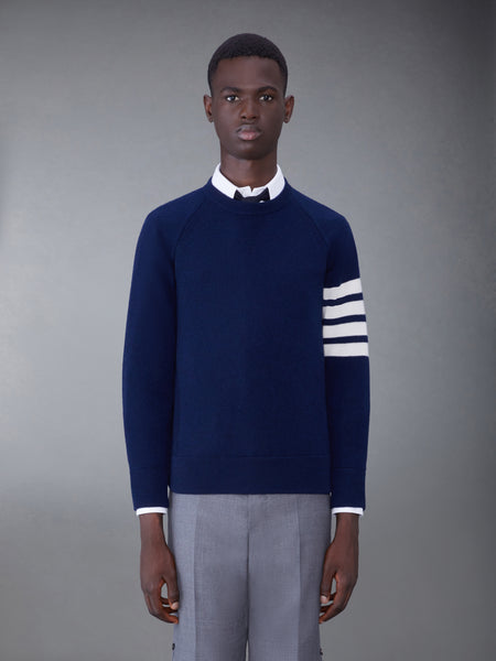 FRENCH TERRY CASHMERE 4-BAR CREWNECK PULLOVER NAVY