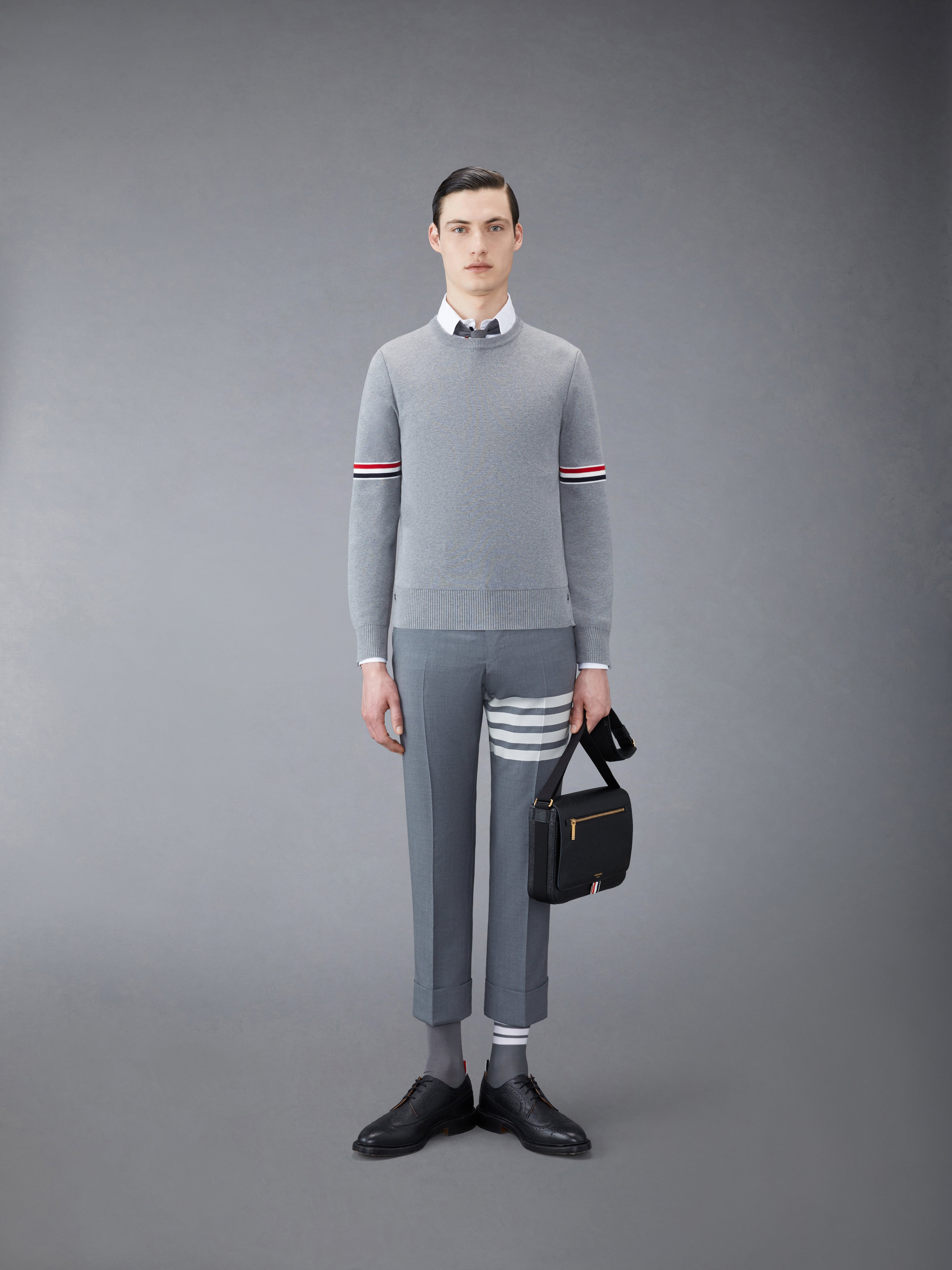 スウェット・トレーナー Thom Browne Felpa Con Intarsio Tricolore Thom Browne logo-patch zip-up Hoodie | Blue | FARFETCH
