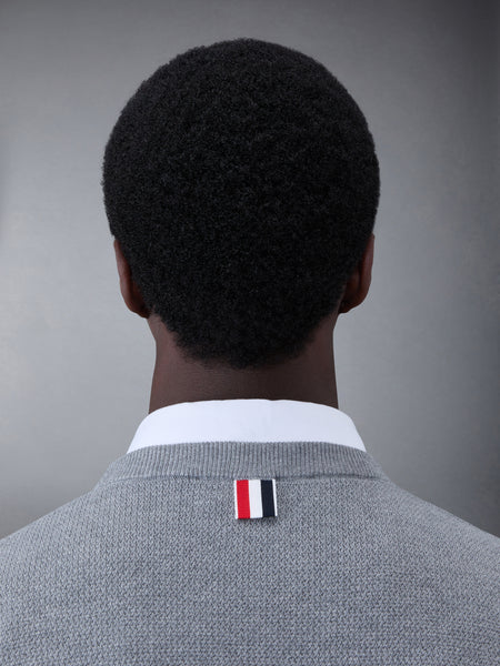 Textured Cotton Stripe Crew Neck Pullover LT GREY