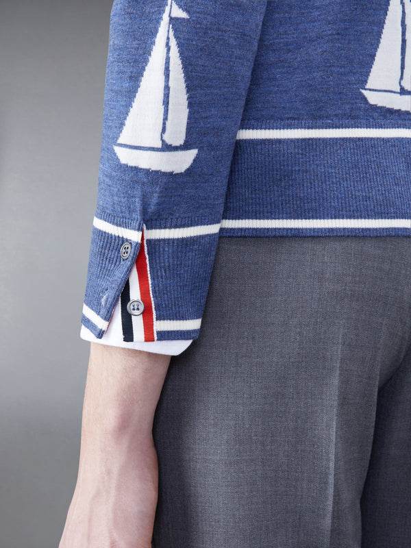 Merino Sailboat 4-bar Crew Neck Pullover - image 5