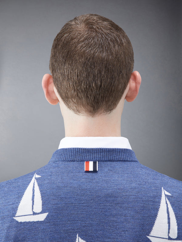 Merino Sailboat 4-bar Crew Neck Pullover - image 6