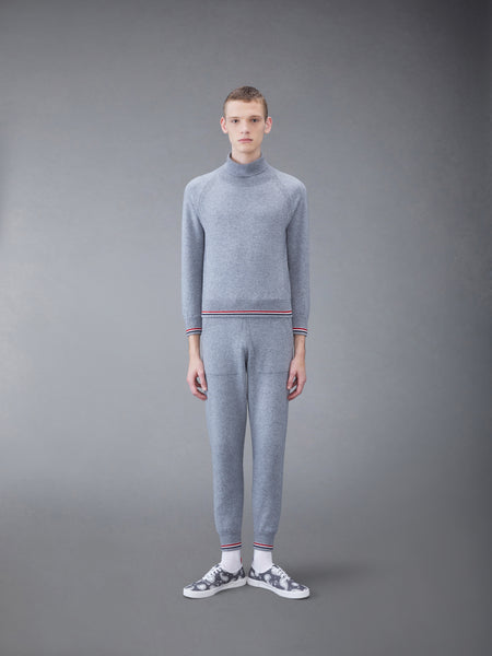 Cashmere Jersey Stripe Turtleneck LT GREY