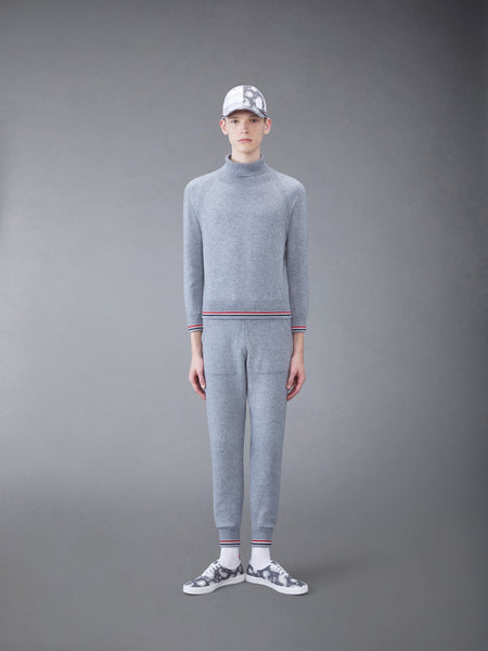 Cashmere Jersey Stripe Turtleneck LT GREY