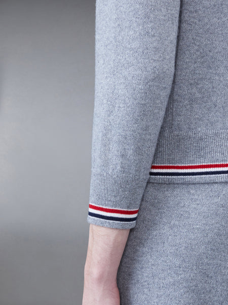 Cashmere Jersey Stripe Turtleneck LT GREY