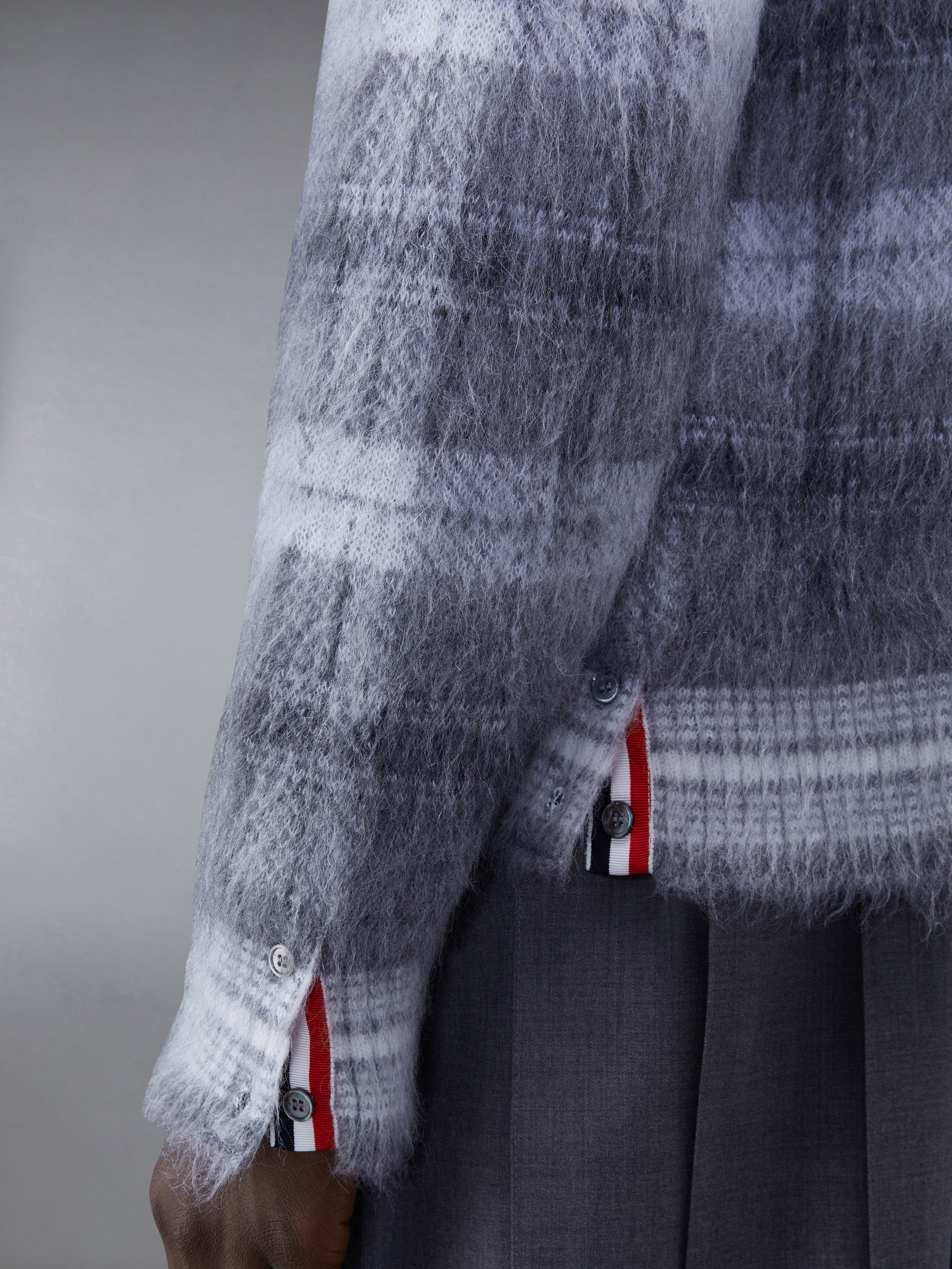 美品 THOM BROWNE 22SS チェック ジャガードニット 42 半袖 Tartan Mohair Check 4-Bar Crew Neck Pullover | Thom Browne