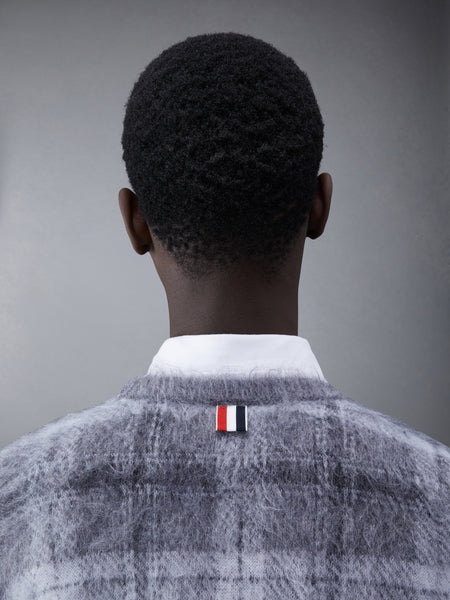 タータンモヘアチェック 4BAR クルーネックプルオーバー ミディアム グレー