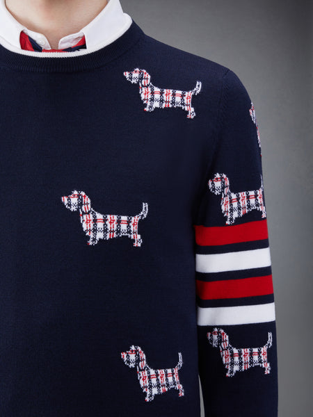 WOOL 4-BAR RELAXED HECTOR PULLOVER NAVY