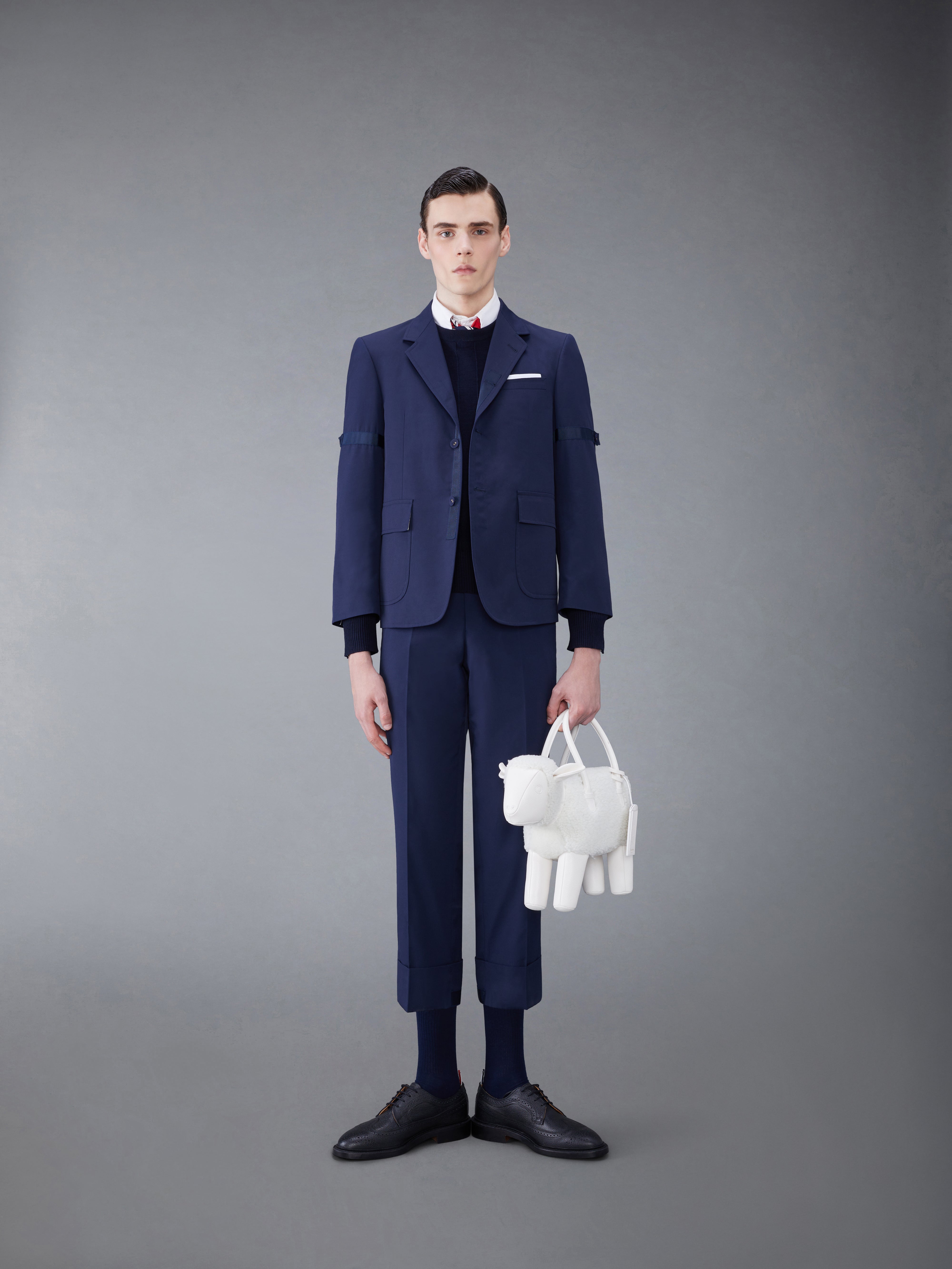 パンツ THOM BROWNE Women Straight Pants FTC503A02872 415 BLUE Wool Relaxed Pullover | Thom Browne