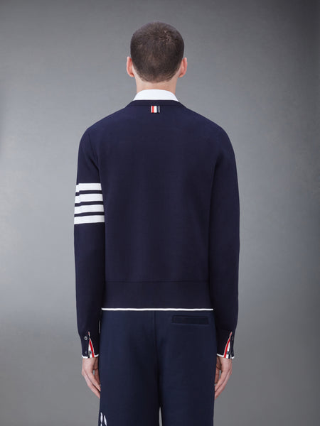 4-BAR FISH ICON CREW NECK PULLOVER NAVY