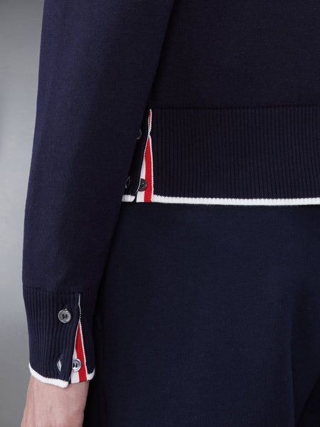 4-BAR FISH ICON CREW NECK PULLOVER NAVY