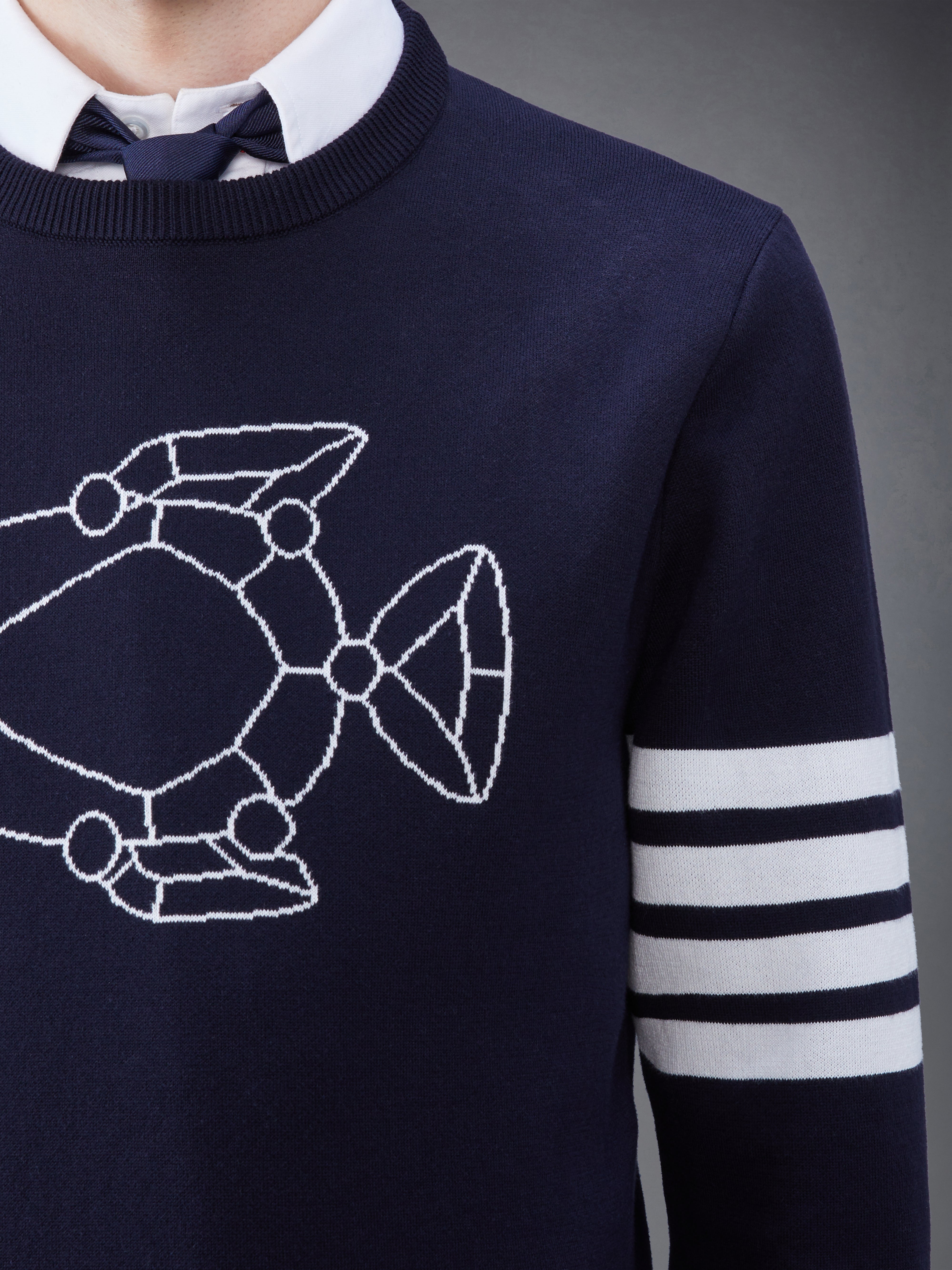 4 Bar Fish Icon Crew Neck Pullover | Thom Browne