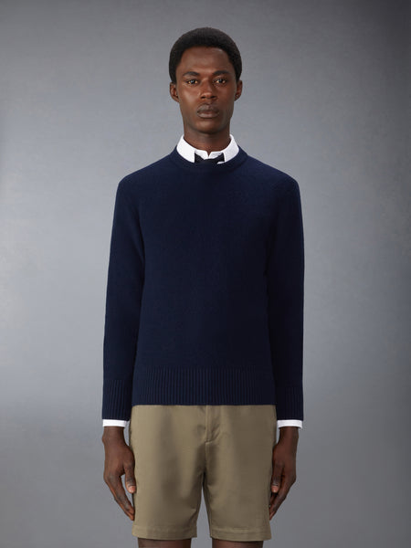 MERINO WOOL WASHED PIQUE  PULLOVER NAVY