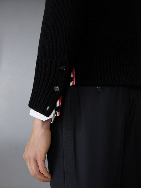 チャンキーメリノウール ネバーモアパッチ ボートネックプルオーバー 黒