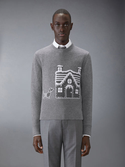 Holiday Scenery Classic Crew Neck Pullover In Merino Wool | Thom 