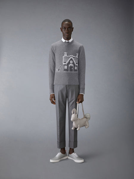 HOLIDAY SCENERY MERINO WOOL CREW NECK PULLOVER LT GREY