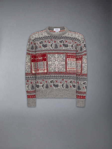 HOLIDAY HECTOR MOHAIR TWEED CREW NECK PULLOVER LT GREY