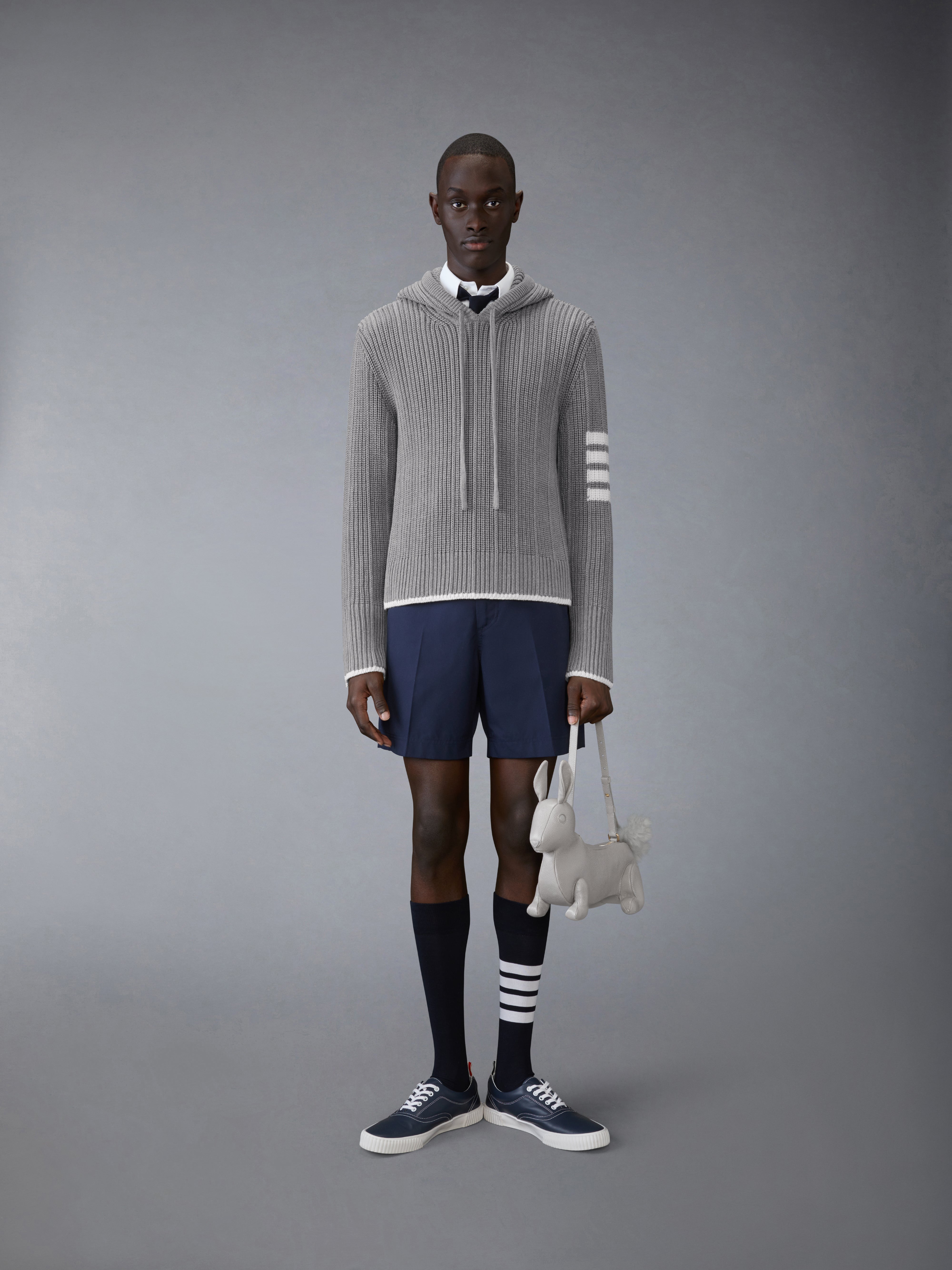Variegated Cardigan Stitch Hoodie Pullover In Cotton W/ 4