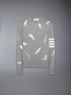 FEATHER INTARSIA RELAXED FIT CREW NECK PULLOVER