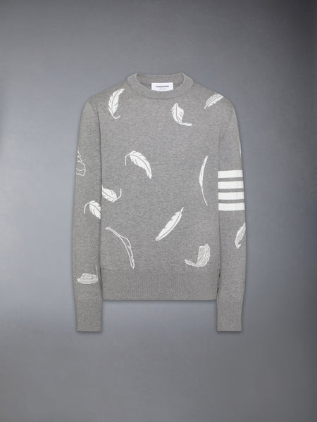 FEATHER INTARSIA RELAXED FIT CREW NECK PULLOVER