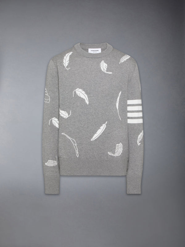 FEATHER INTARSIA RELAXED FIT CREW NECK PULLOVER - featured image