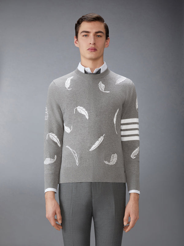 FEATHER INTARSIA RELAXED FIT CREW NECK PULLOVER - image 1