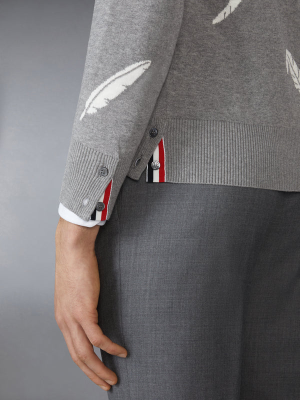 FEATHER INTARSIA RELAXED FIT CREW NECK PULLOVER - image 4