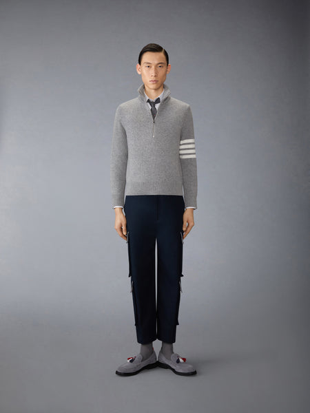 MERINO WOOL 4-BAR FUNNEL NECK PULLOVER