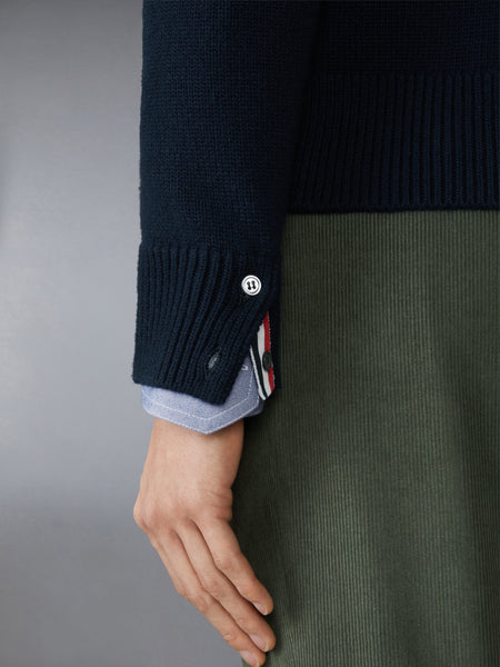 MERINO WOOL 4-BAR FUNNEL NECK PULLOVER