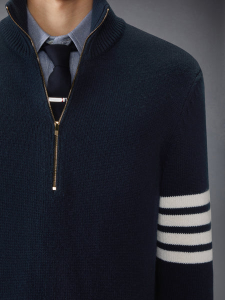 MERINO WOOL 4-BAR FUNNEL NECK PULLOVER