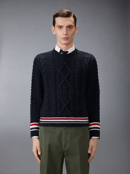 ARAN CABLE STITCH MERINO WOOL PULLOVER