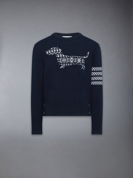 MERINO WOOL HOLIDAY HECTOR 4-BAR PULLOVER NAVY