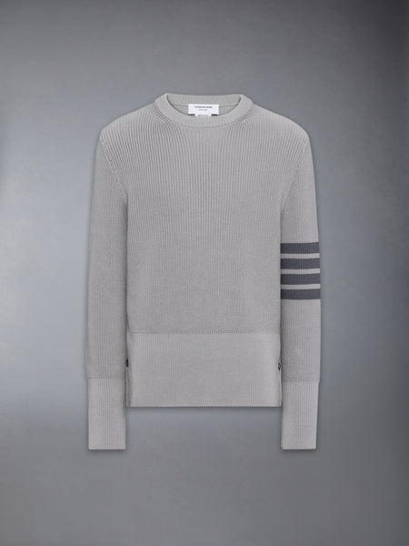 COTTON CARDIGAN STITCH 4-BAR PULLOVER LT GREY