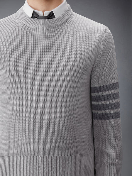 COTTON CARDIGAN STITCH 4-BAR PULLOVER LT GREY