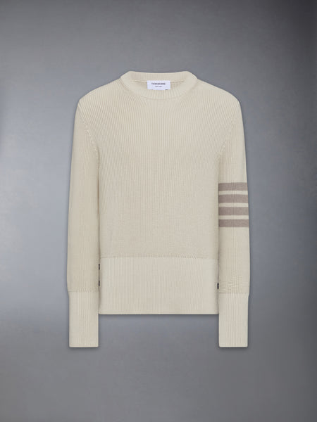 COTTON CARDIGAN STITCH 4-BAR PULLOVER BEIGE