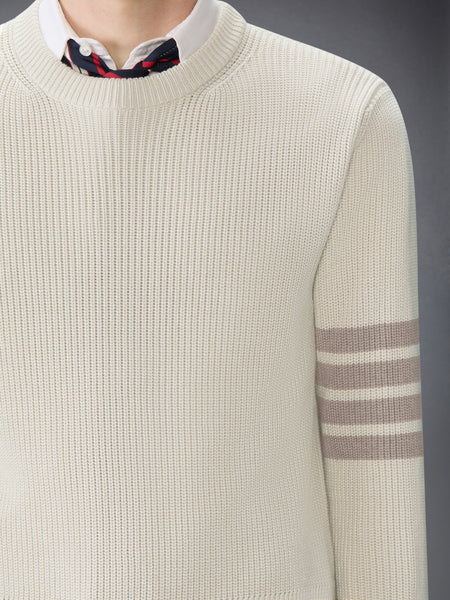 COTTON CARDIGAN STITCH 4-BAR PULLOVER BEIGE