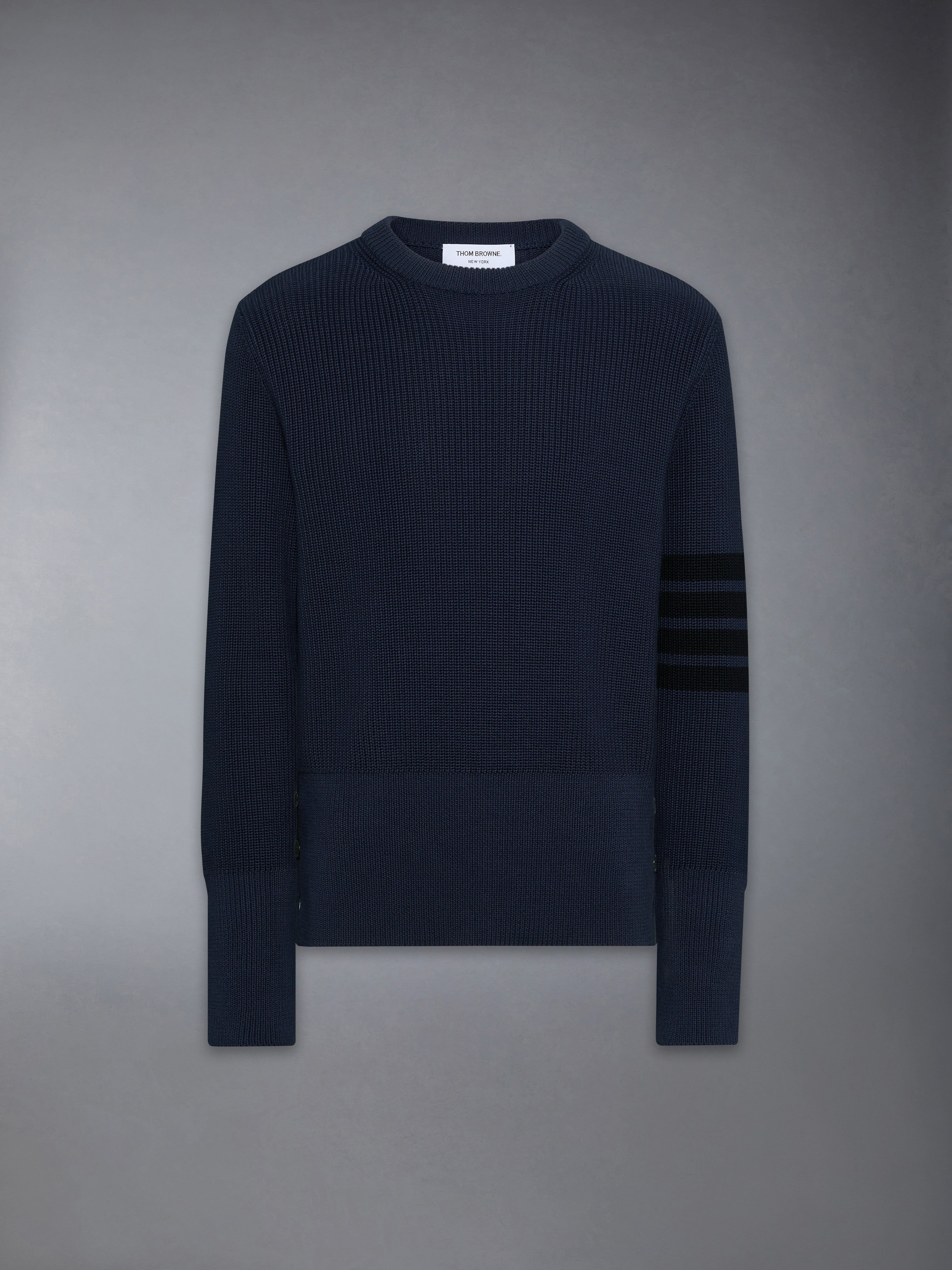 Cotton Cardigan Stitch 4-Bar Pullover | Thom Browne