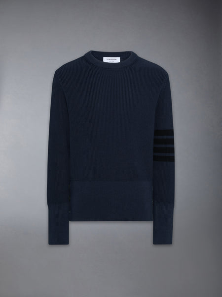 COTTON CARDIGAN STITCH 4-BAR PULLOVER NAVY