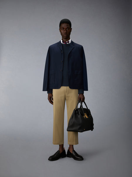 COTTON CARDIGAN STITCH 4-BAR PULLOVER NAVY