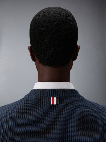 COTTON CARDIGAN STITCH 4-BAR PULLOVER NAVY