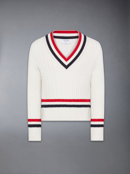 RWB STRIPE CRICKET PULLOVER WHITE