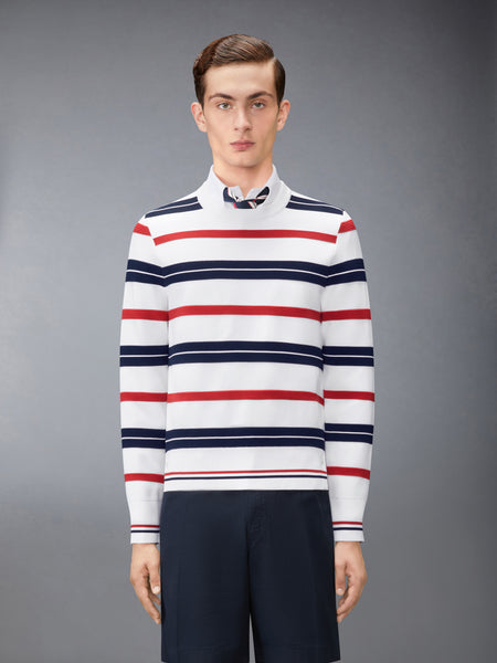 REPP STRIPE RWB PULLOVER WHITE