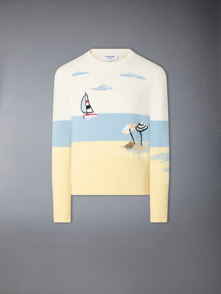 NANTUCKET SCENIC JERSEY PULLOVER WHITE