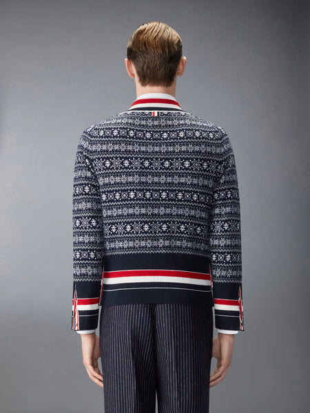 CASHMERE JACQUARD SNOWFLAKE PULLOVER NAVY