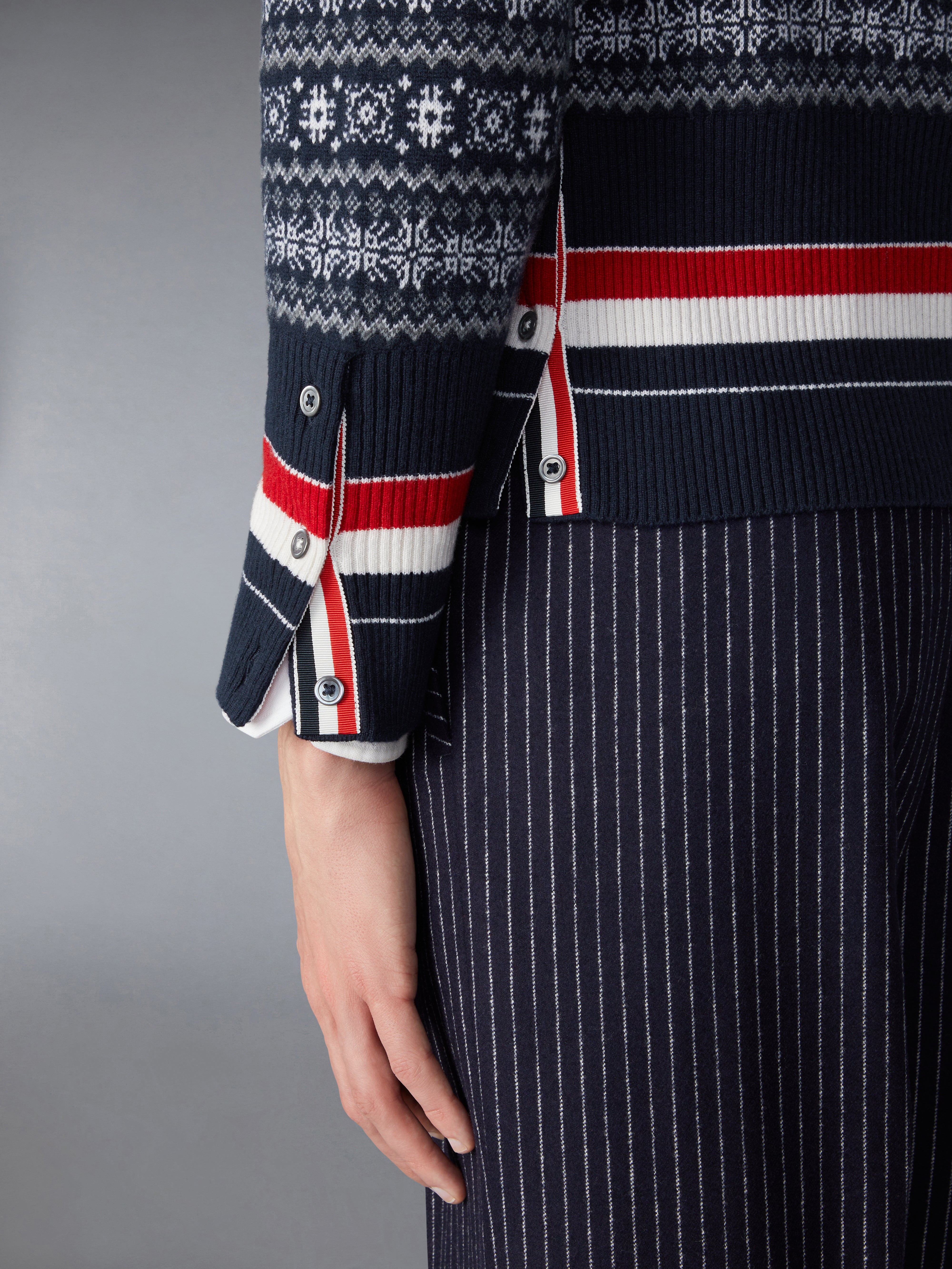THOM BROWNE カシミアトリコロールニット メンズ ニットウェア・カーディガン | Thom Browne